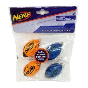 Nerf Football 2 Packs Keychains - Blue Orange - Slow Rising Squishy Fun